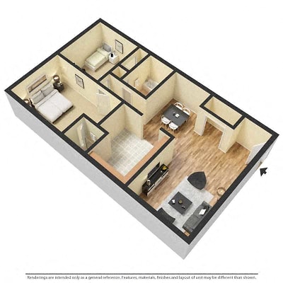 Floor plan for 2 beds, 2 baths, 900 sqft